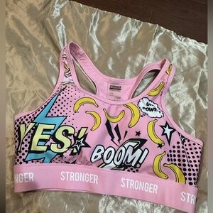 Stronger Pink Graphic Sports Bra